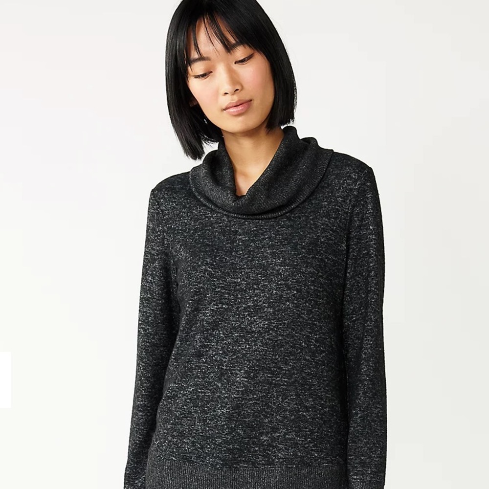Brand NWT Midnight Grey Nine West Long Sleeve Loose Fit Cowl Neck Sweater 🧶